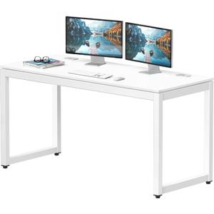 SHW 55-Inch Commercial-Grade Office Computer Desk, White