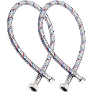 24'' Faucet Hose Connector, 3/8" Comp x 1/2" FIP Braided Stainless Steel Faucet Water Supply Lines for Bathroom Kitchen Sink Faucet 2Pcs
