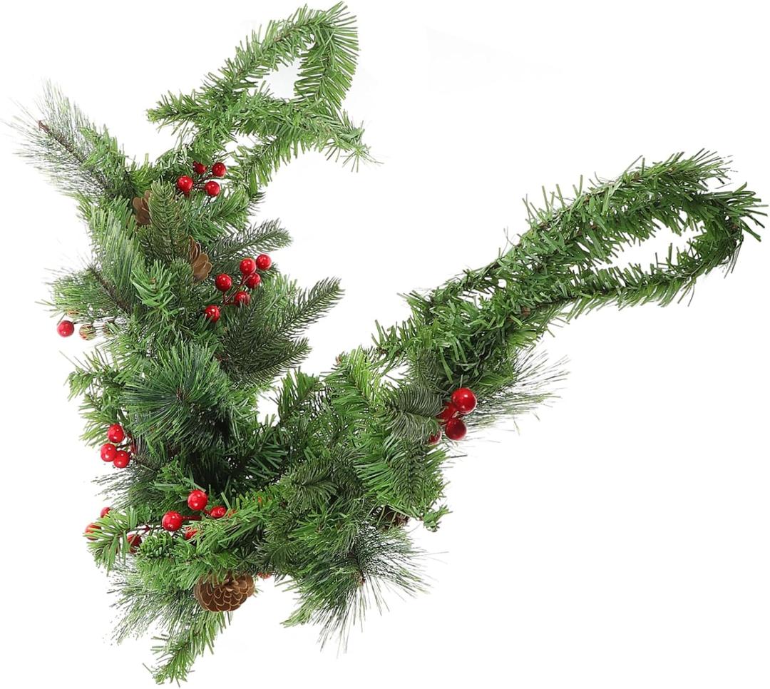 Christmas Mailbox Swag with LED Lights Pinecone Berry Accents Festive Holiday Garland for Indoor Outdoor Decoration Cozy Spring Decor for Cheerful Home Atmosphere