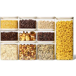 Naked Kitchen 20-Piece Food Storage Containers with Lids – Stackable BPA-Free Borosilicate Glass Pantry Storage Containers with Leak-Resistant Airtight Seal for Kitchen & Pantry Organization – Cream