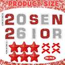 20 Pcs Senior Class of 2026 Glitter Jeans Patches with Sequined Bow Five Pointed Star Decorations Senior DIY Iron on Letters 2026 Craft Stickers for Jeans Gown Jackets(Red)