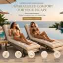 Outdoor Chaise Lounge Cushion, Waterproof 74.4x22x4.7 Inch Thick Cotton Filled Patio Lounge Chair Cushion with Ties, Replacement for Pool Lawn Balcony Furniture, Cream (Cushion ONLY)