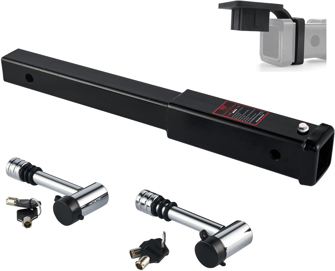 TYT Trailer Hitch Extension 18" inch, Trailer Extender for 2-inch Receiver with 5/8" Advanced Hitch Pin Lock 2-Pack, 5000 lbs GTW / 500 lbs TW