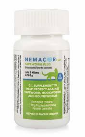 (20 BTL'S) - NEMACOR | Cat Tapeworm Plus|Cats 2-16 lbs |Van/Yeast| 100 Tablets, Expires 11-30-2027