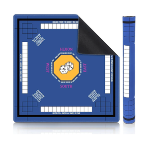 Mahjong Mat for Table 31.5''x31.5'', Non-Slip Mahjong Cloth Cover with Game Rules, Mahjong Tablecloth for Poker, Board Games Table Mat, Card Games, Tile Games, Dominoes (Blue)