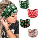 winthrop Christmas Headbands for Women Girls  4 Pack Elastic Hair Bands with Red Snowflake, Green Plaid Snowflake, Reindeer & Festive Tree Prints, Holiday Winter Accessories for Party and Daily Wear