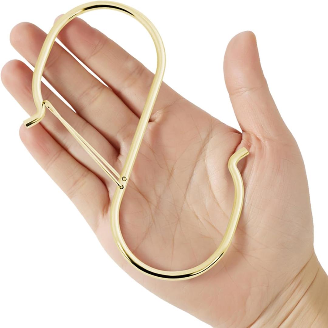 Heavy Duty Large S Hooks, 4.96 inch Large S Hooks, Set for Hanging Plants, Kitchen Cabinet Handles,s Hooks Buckle Side is Suitable for mostrods,Less Than 1.2inch in diamete mostrods (Gold-4pcs)