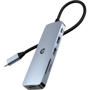 USB C Hub, 6 in 1 Adapter, 4K HDMI, 100W PD, USB 3.0/2.0, SD/TF Card Reader, Compatible with Mac Pro/Air, iPad Pro and More