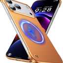 Magnetic Ultra Thin Frosted Designed for iPhone 17 Pro Max Frameless Case 6.9 inch [Compatible with MagSafe] Slim Minimalist Lightweight Matte Hard Cover Protective Borderless Case- Orange
