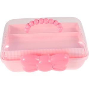 SAFIGLE Portable Pink Princess Jewelry Box for Girls Three Layers Hair Accessory Organizer with Ample Storage for Hair Clips and Bows Home School and Travel