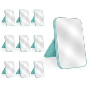 10Pcs Table Desk Vanity Makeup Mirror, 8-Inch Simple Portable Travel Mirror with Stand, Standing and Wall Hanging Dual-use Blue