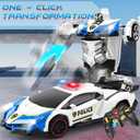 Getatoy Remote Control Car Transformer Toys for Boy 4-6 Years Old: One-Button Transforming Police Car with LED Light & 360° Rotation Drifting 2.4 Ghz Robot RC Car Christmas Birthday Gift Idea for Kids
