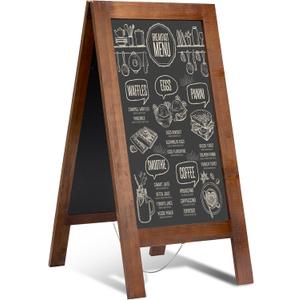 40x20 Reinforced A Frame Solid Wood Double-Sided Chalkboard Sandwich Board Sign, Chalkboard Easel Stand for Outdoor & Indoor Use, Standing Chalk Board Sign for Restaurant, Cafe, Wedding, Event