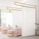 Partition Curtain Rod, U-Shape Room Divider, Metal Support Wall Mounted Privacy Partition Rod, Curtains DIY (Gold, 6.56ft)