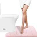 Yimobra Memory Foam Toilet Bath Mat U-Shaped, 24 X 20 Inches, Soft and Comfortable, Super Water Absorption, Non-Slip, Machine Wash and Easier to Dry for Bathroom Commode Contour Rug, Soft Pink