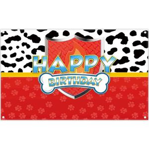 72x43inch Red Dog Paw Birthday Backdrop for Boy Girls Party Decorations Photography Background Photo Banner Booth Props