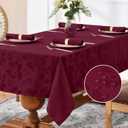 Romanstile Jacquard Rectangle Tablecloth, Elegant Waterproof Damask Floral Pattern Table Cloths Heavy Weight Decorative Table Covers for Dinner/Parties/Holiday - 60 x 102 Inch, Burgundy