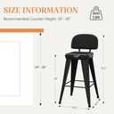 Yongchuang 24" Bar Stools Set of 4, Black Faux Leather Counter Height Stools with Back Metal Legs Modern Upholstered Kitchen Island Bar Chairs