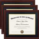 Upsimples 11x14 Diploma Frame Certificate Degree Document Frame with High Definition Glass, 8.5 x 11 with mat for Wall and Tabletop, Mahogany Double Mat, 3 Pack