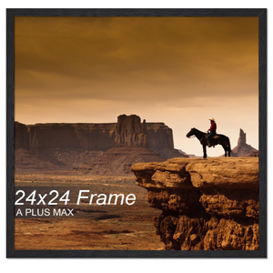 A PLUS MAX Square 24x24 Frame, Black Engineered Wood Picture Frame for 24 x 24 Picture Poster Photo, Light Weight 24 by 24 Frame with Wood-grain for Wall - 1 Pack/Black/24 x24