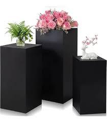 Zonon 3 Pcs Square Pedestal Stands for Party, Metal Display Stands Pillars for Wedding Bridal Ceremony Baby Shower Birthday Party Decorations, 29.5*13.4''(L), 23.6*11.8''(M), 19.7*10.2''(S)(Black)