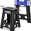 ACKO 17.5 Inch Folding Step Stool with Safety Lock, Holds 400 lbs, Black | Portable Foldable Stools with Handle, Heavy Duty Collapsible Non-Slip Foot Stool for Adults & Kids, Kitchen Bathroom Outdoor