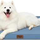 Outdoor Large Washable Dog Bed, Orthopedic Egg Crate Foam Dog Crate Mat for Large Dogs with Removable Oxford Cooling Cover, Blue (41.0"L x 27.0"W x 3.5"Th)