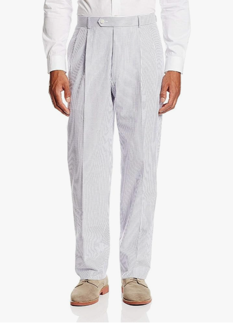 Mens Regular Fit Combed Cotton Double Reverse Pleated Pants Size 42 Regular