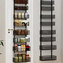 VyGrow Over the Door Organizer, 8Tier Pantry Organizer with Fully Enclosed Mesh Baskets, HeavyDuty Metal Hanging Spice Rack for Kitchen Bathroom Laundry Room, 2in1 Wall Mount or Door Mount, Black