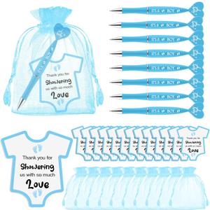 Harloon 50 Set Baby Shower Pens Favors for Guests It's a Boy Ballpoint Pens Baby Shower Party Favors Blue Cards 50 Organza Bags for Gender Reveal Gifts Game Prizes Souvenirs