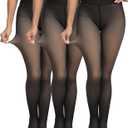 CHRLEISURE Women's Fleece Lined Tights - Fake Sheer Warm Pantyhose Thick Winter Leggings