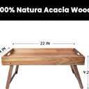 Extra Large Folding Bed Tray Table, 22 x 14 Acacia Wood Breakfast Tray, Food Serving Tray with Legs for Eating in Bed