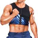 Junlan Sauna Shirt for Men Sauna Suit Sweat Wasit Trainer Vest For Working Out(Blue,X-Large)