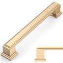 Amerdeco 10 Pack Brushed Brass Cabinet Pulls 5 Inch(128mm) Hole Center Gold Kitchen Cabinet Handles Cabinet Hardware for Bathroom Drawer Pulls ZH001