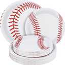 ADXCO 72 Pack Baseball Plates 9 Inch and 7 Inch Home Plate Baseball Round Baseball Paper Plates for Sports Theme Birthday Party Decorations Party Supplies