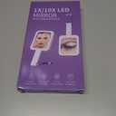 Portable Travel Makeup Mirror with Lights, Double Sided 1X/10X Magnifying Mirror, 3 Color Adjustable Lighting Touch Screen, Rechargeable Lighted Beauty Mirror, Tabletop Handhold Hanging (Purple)