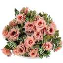 KAOYOO 2 PCS Artificial Rose Bouquet Short Stems for DIY Wedding Decoration Bridal Bouquet Home Decorations(2-PCS), Set of 2