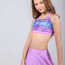 Cutemile Girls 2 Piece Tankini Swimsuit Summer Boyshort Bathing Suit with Beach Skirt Swimwear (16T, Purple)
