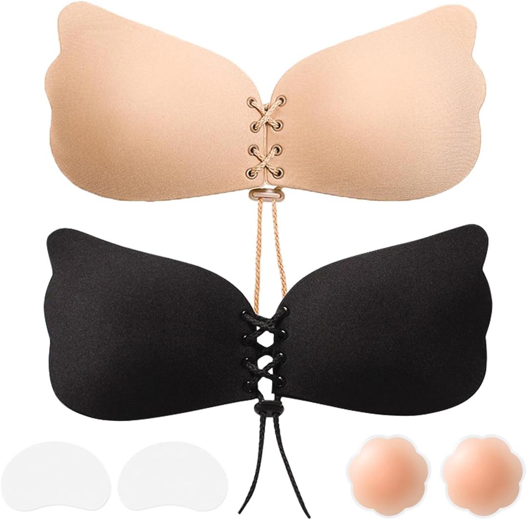 Sticky Bra Push UpAdhesive,Invisible,Sticky on Silicone,Strapless Backless Bra,Reusable Bras for Large Breasts Women Size A