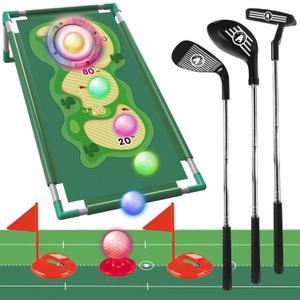 OKYUK Kids Golf Clubs Set, Golf Game with Golf Cornhole, 10 Golf Ball, 3 Golf Club, Upgraded Outdoor Indoor Exercise Game for 3 4 5 6 7 8 9 Year Old Boys Girls
