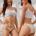 Buankoxy Women's Low-Rise String Bikini Panty Stretch Briefs (Beige)