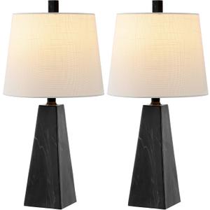 JONATHAN Y JYL1037D-SET2 Owen 20.5" Resin LED Table Lamp Contemporary, Office, Living Room, Family Room, Dining Room, Bedroom, Hallway, Foyer, Black Marble Finish (Set of 2)
