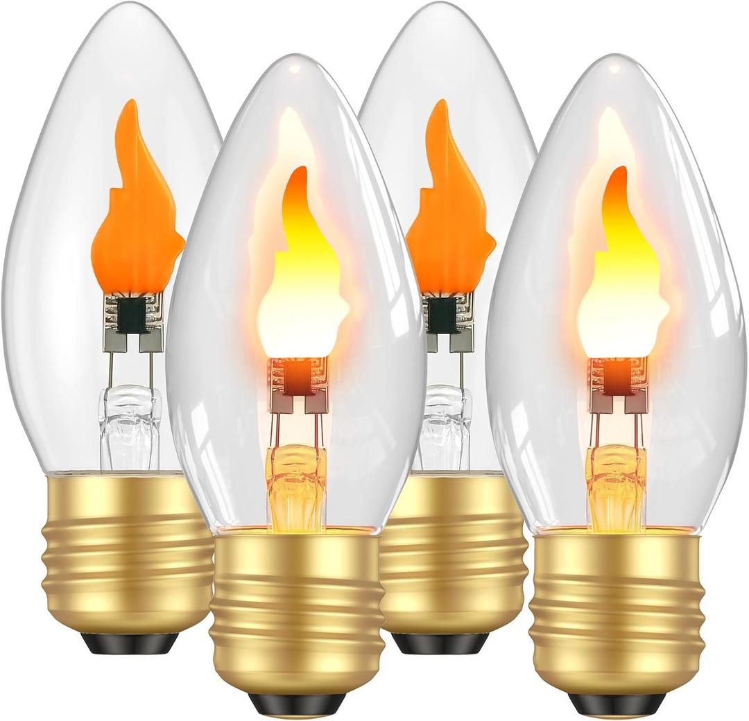 Hompavo LED Flame Light Bulbs, 3W Flickering Fire Bulb, E26 Glass Shell for Halloween Christmas Party Patio Porch Home Indoor & Outdoor Decorations - 4