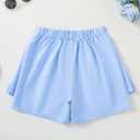 Girls Skort Pleated Skirt with Built-in Shorts, Elastic Waist,Bow Knot, Kids Skirt Light Blue 13-14 Years