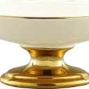 fanquare White Pedestal Fruit Bowl for Kitchen Counter, Large Decorative Ceramic Bowl for Home Dcor