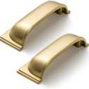 Goo-Ki 6 Pack Champagne Bronze Cup Pulls for Cabinet Kitchen Zinc Alloy Hardware,3 Inch Hole Center Channing Bin Cup Drawer Pull Handles