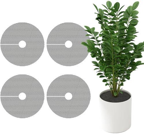 Adnee 4 Pcs 15.7 Inch Plant Pot Grids-Cuttable Plant Pot Soil Covers Protectors from Animals-Indoor Round Planter Pots Soil Guard for Outdoor Garden Plants Protection