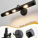 Hardwired Picture Lights for Wall,22 Inch Black Vintage Picture Sconce,E12 Base,330 Rotatable,3-Light Gallery Art Lighting for Paintings,Artwork,Portrait,Vanity & Mirror Accent (Bulb Not Included)