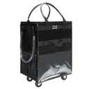 Reusable Grocery Bag On Wheels(Medium -Black), Rolling Tote Bag, Shopping Cart with 8 Pockets and Zipper Cover for Trips, Foldable, Heavy Duty Handles, Carries Up to 46LBS