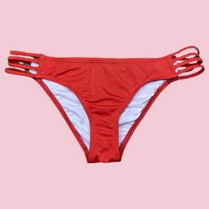 Tempt Me Women Strappy Bikini Bottom Full Coverage Bathing Suit Bottoms Swimsuit Bottom Red, S,
